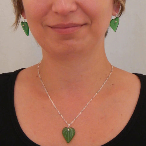 Recycled Glass Kawakawa Leaf Pendant