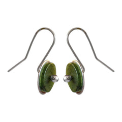 Sterling Silver Greenstone Disc Earrings
