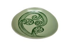 Ponga Frond 3 Dark Green On Light Green - 10cm Porcelain Bowl