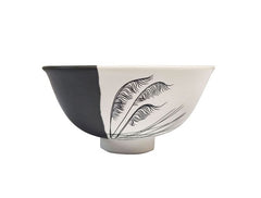 Coastal Toetoe Dipped Black on White - 11cm Porcelain Bowl