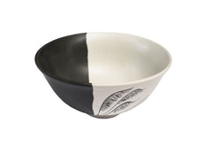Coastal Toetoe Dipped Black on White - 11cm Porcelain Bowl