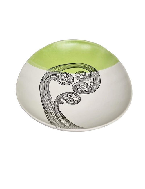 Ponga Frond 3 Green Dipped - 24cm Porcelain Bowl