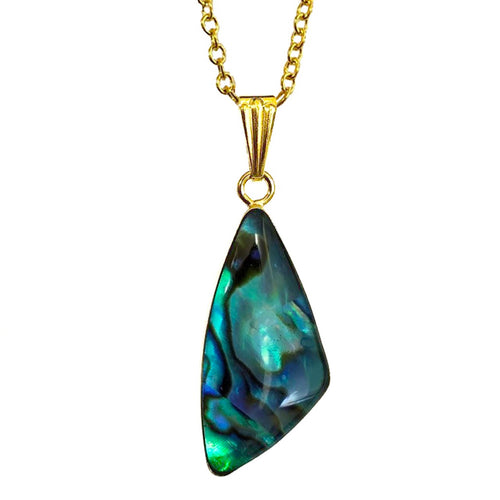 Paua Pendant Gold Boxed