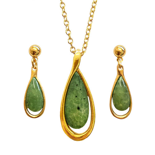 Greenstone Set Gold Plated Boxed Set