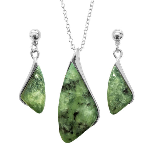 Greenstone Set Silver Plated Boxed