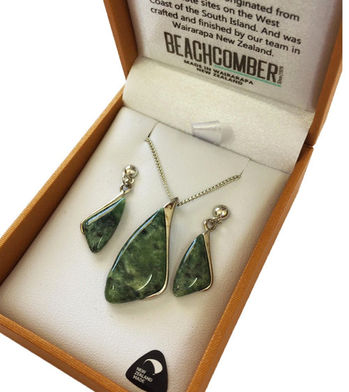 Greenstone Set Silver Plated Boxed