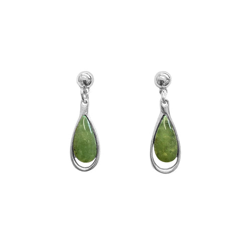 Greenstone Earrings Silver Plated Boxed