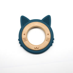 Food Grade Silicone & Wood Teether - Cat