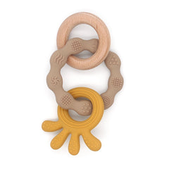 Animal Teether Rings Silicone & Wood - Octopus