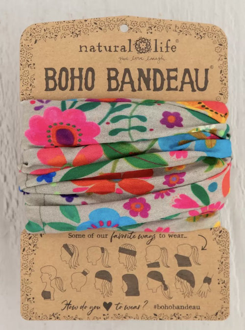 Boho Bandeau - Taupe Folk Flower