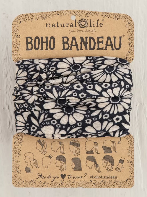Boho Bandeau - Black White Daisies