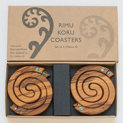 Rimu Coasters - Fern & Paua 2in1 - (110 x 100 mm) - Set of 4