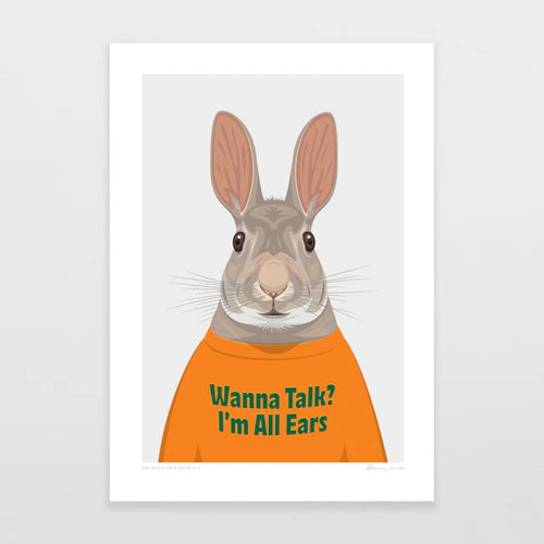 A4 Art Print - Animals In T-shirts rabbit