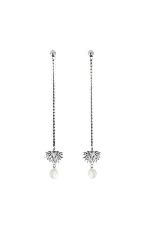Boh Runga - Fan Tail Pearl Drop Earrings