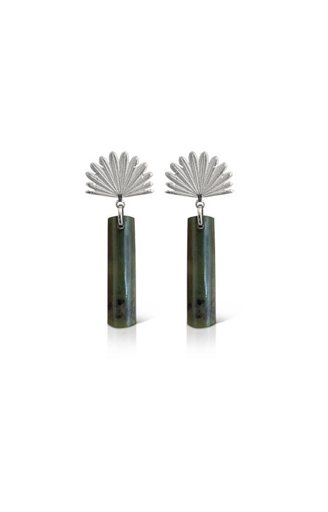 Boh Runga - Pounamu Pīwakawaka Drop Earring