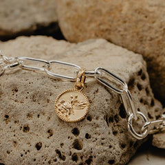 Fantail Coin Pendant Charm (Friendly) - Gold