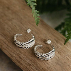 Sterling Silver Earrings - Forever Fern Hoops (Treasured Always)