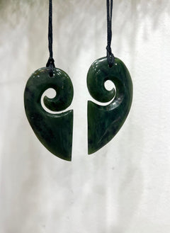 Greenstone Pendant Heart Pair (Set of 2)