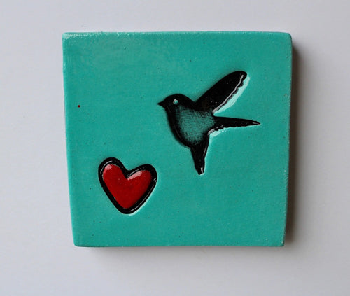 Duckegg Bird and Heart Square Tile