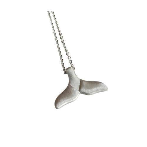 Silver Whale Fluke Necklace