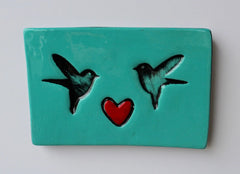 Ceramic Oblong Tile - 2 Sweet birds