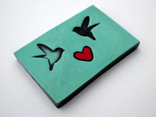 Ceramic Oblong Tile - 2 Sweet birds