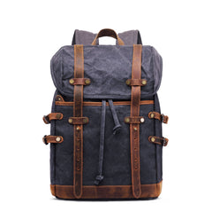 Waterproof Canvas Backpack With Leather Trim