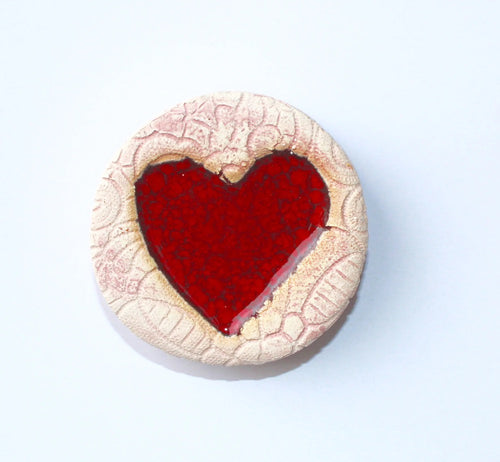 Ceramic Pink Lace Heart Pebble