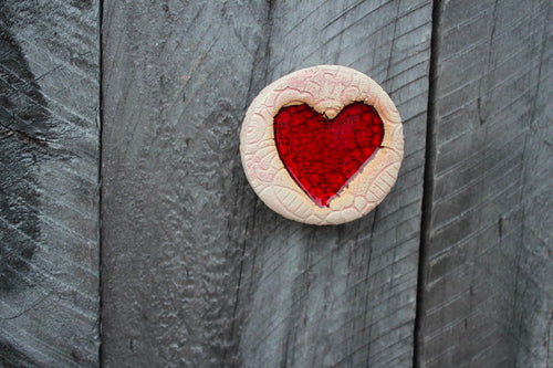 Ceramic Pink Lace Heart Pebble