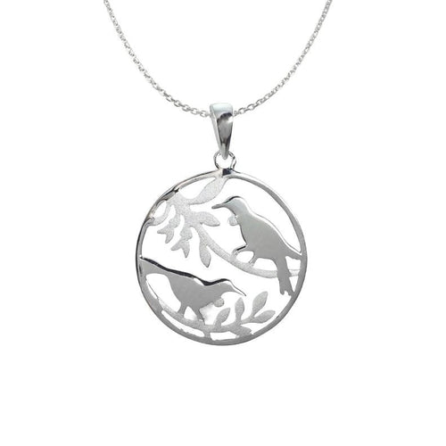 Sterling Silver Pendant - Tui in circle