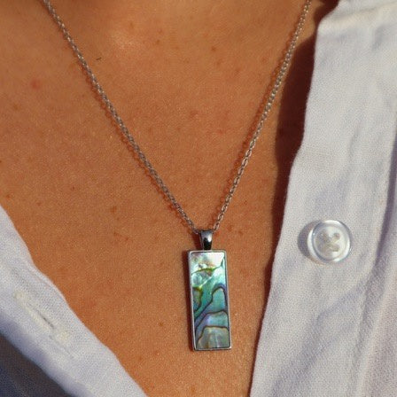 Sterling Silver Pendant with Oblong Paua