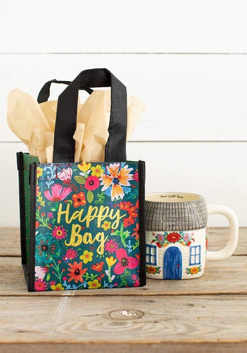 Gift Bag Recycle Happy Gold & Floral Small