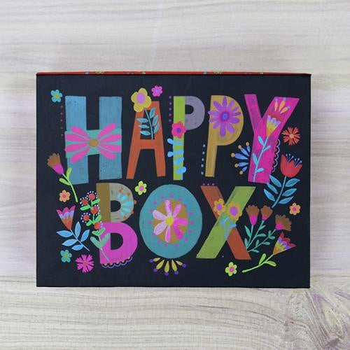 Happy Gift Box Empty Black Floral