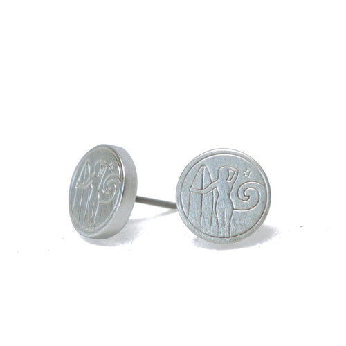 Wahine Surfer Silver Earrings