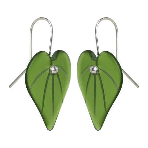 Glass Kawakawa Leaf Earrings