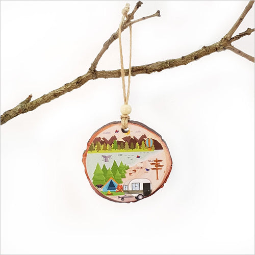 Wood Slice Ornament : Kiwi Holiday