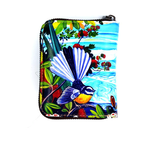 Leather Small Wallet - Fantail Rangitoto