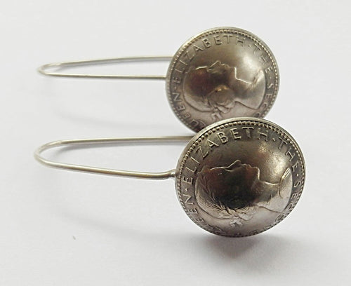 Re-minted Artisan Sterling Silver Hook Earrings - QE II