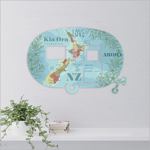 Kiwiana Wall Art - Caravan NZ Map