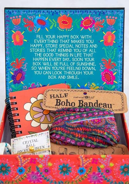Happy Gift Box Empty Black Floral