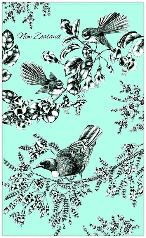 Tea Towel - Birds Blue