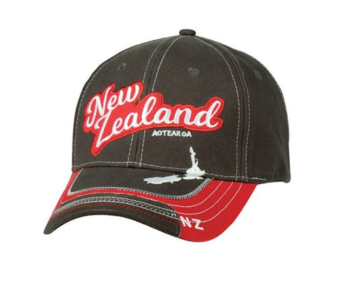 Hat Cotton New Zealand Aotearoa Red/Grey