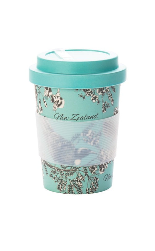 Coffee Cup Bamboo Birds Pastel Blue