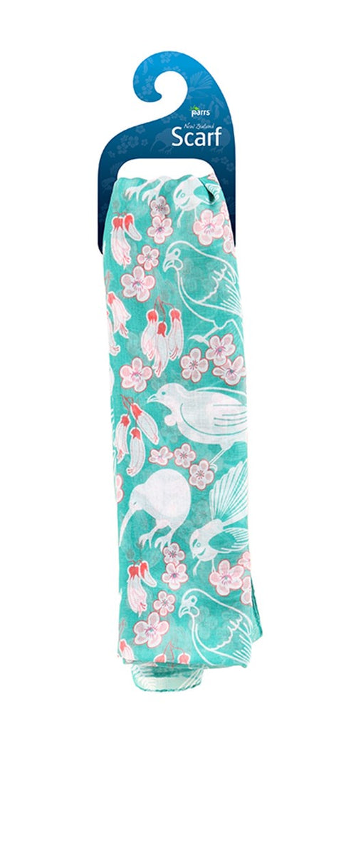 Scarf Birds & Flowers Teal