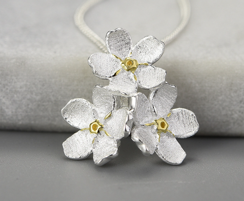 Sterling Silver Necklace - Tri Manukau Flower
