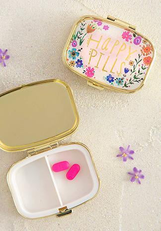 Pill Box Happy Pills Pink Floral