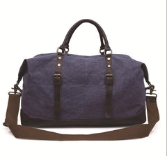 Canvas Overnight Bag with Leather Trim