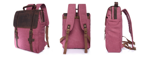 Canvas Leather Backpack With Leather Top