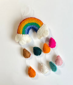 Handmade Wool Felt Rainbow & Cloud Mobile Room Hanging Wall Decor