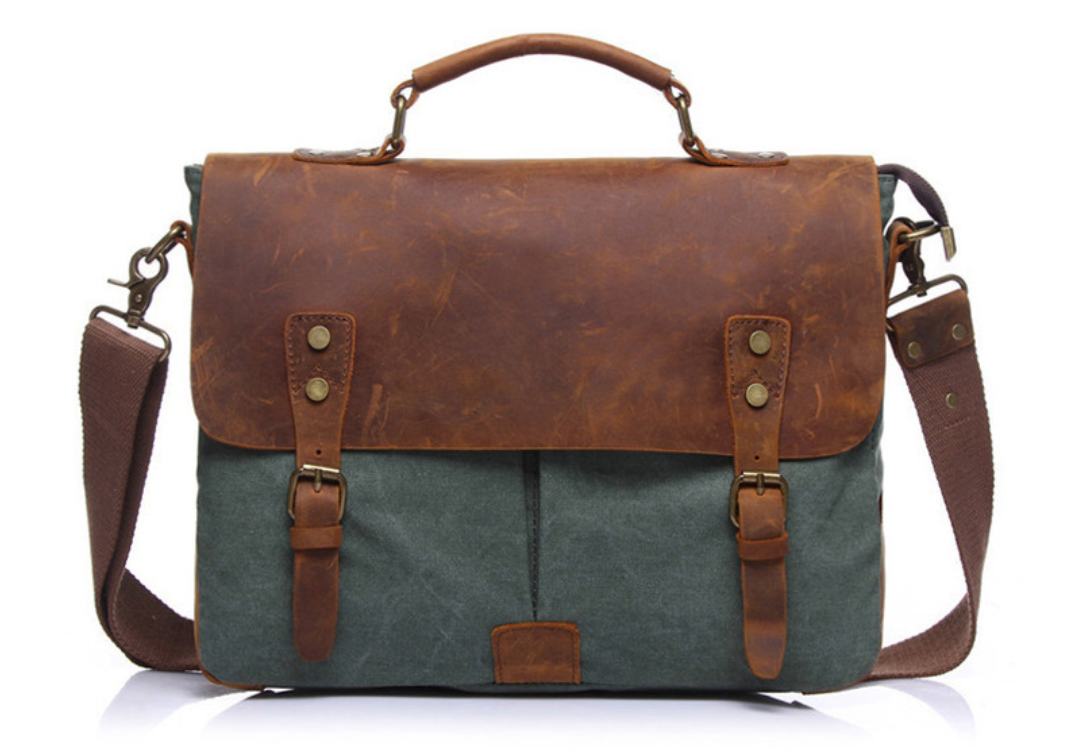 Canvas Leather Satchel Bag